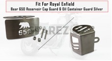 Fit For Royal Enfield Bear 650 Reservoir Cap Guard and Oil Container Guard Silver - SPAREZO